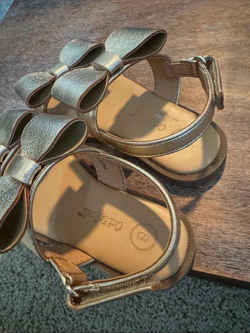 Cat & Jack Metallic Gold Bow Strap Sandals
